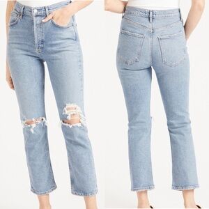 Agolde Riley High Rise Crop Straight Leg Whiplash